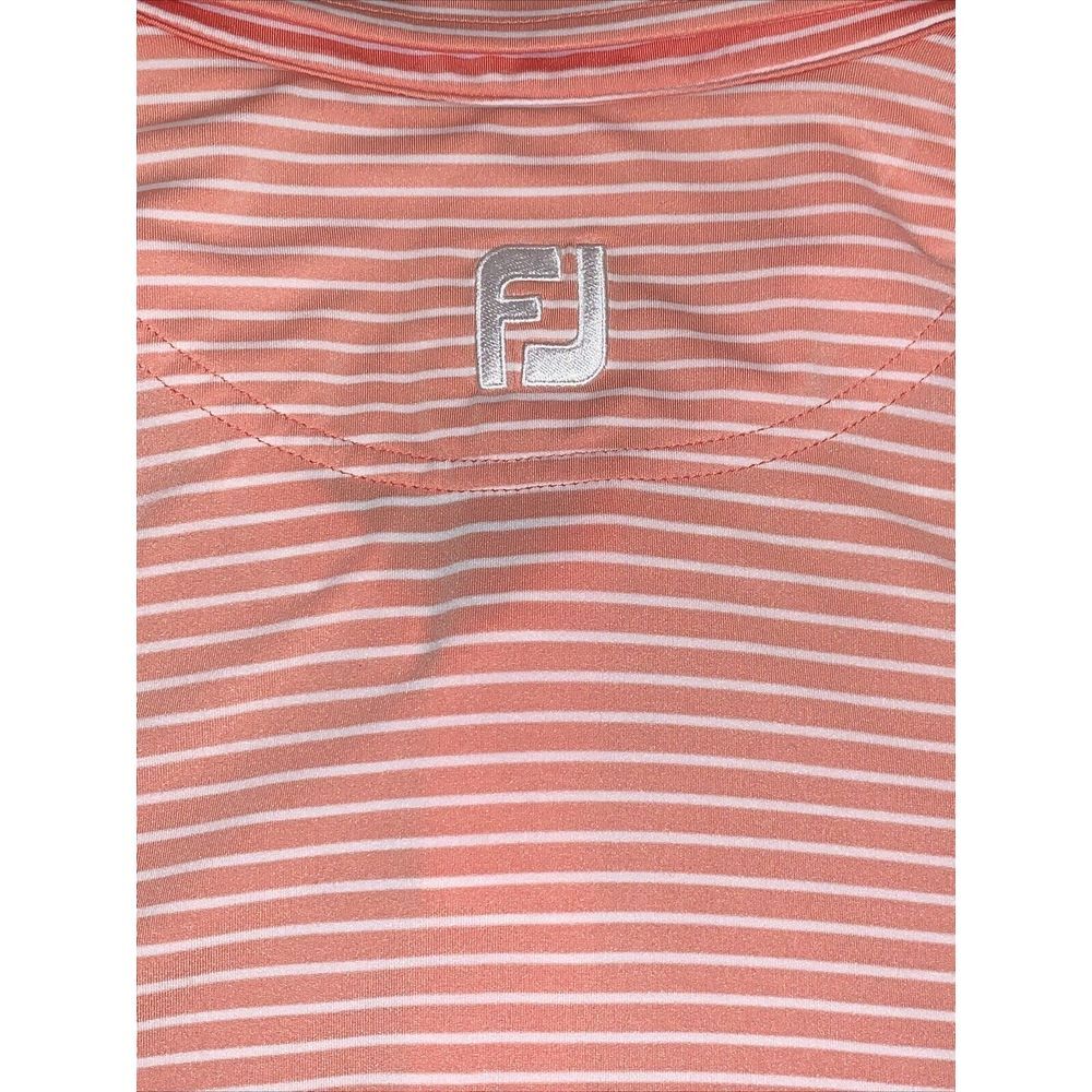 FootJoy Mens Golf Polo~Size Large Peach / White Stripe~Trent Jones Golf Trail - Picture 4 of 5